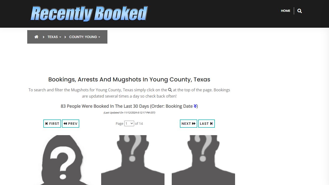 Bookings, Arrests and Mugshots in Young County, Texas - Recently Booked