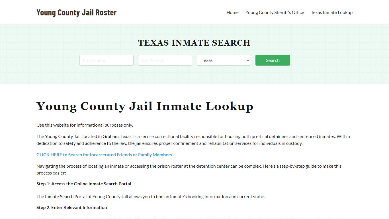 Young County Jail Roster Lookup, TX, Inmate Search